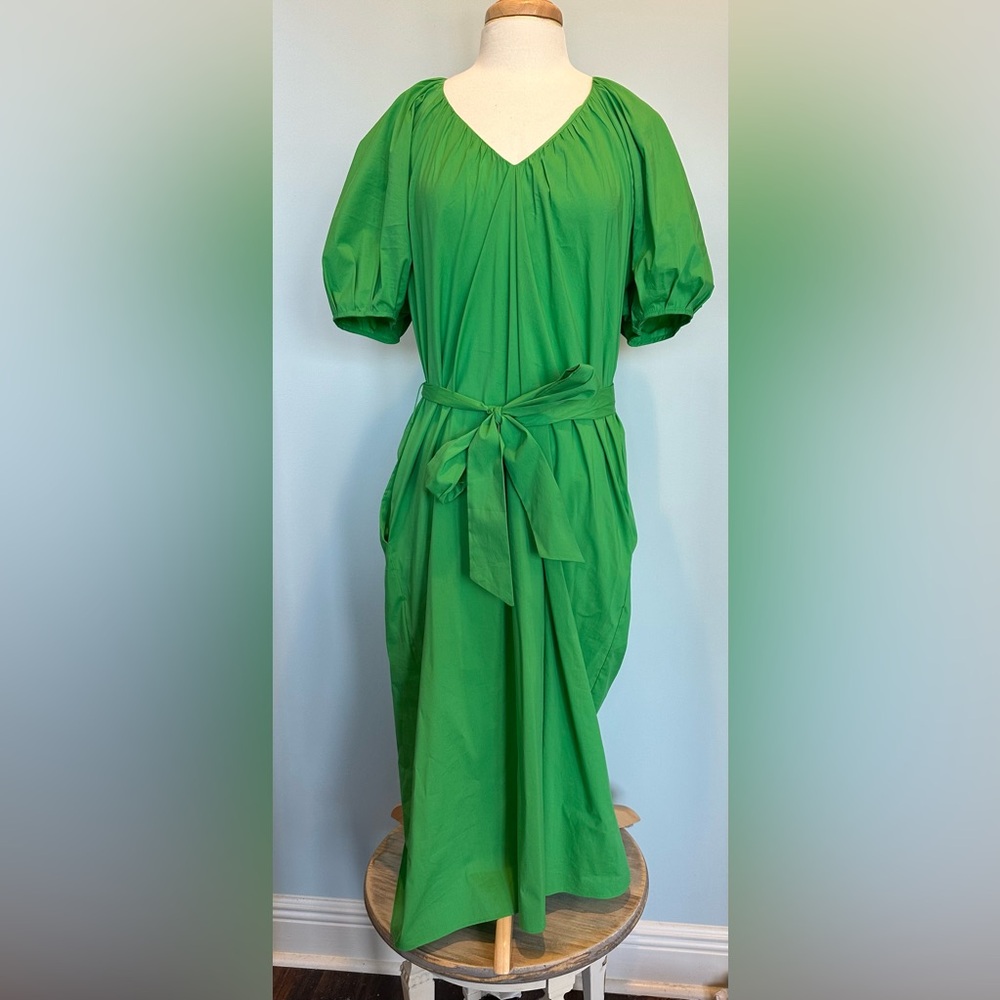 Alex Marie Brr Collection Everly V Neck Puff Sleeve MIDI Dress Size Large NWT